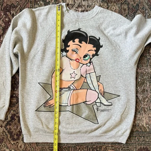 ORIGINAL RARE Vintage 1995 Betty Boop Workout Sweatshirt Silver Star Aerobics - Picture 11 of 14